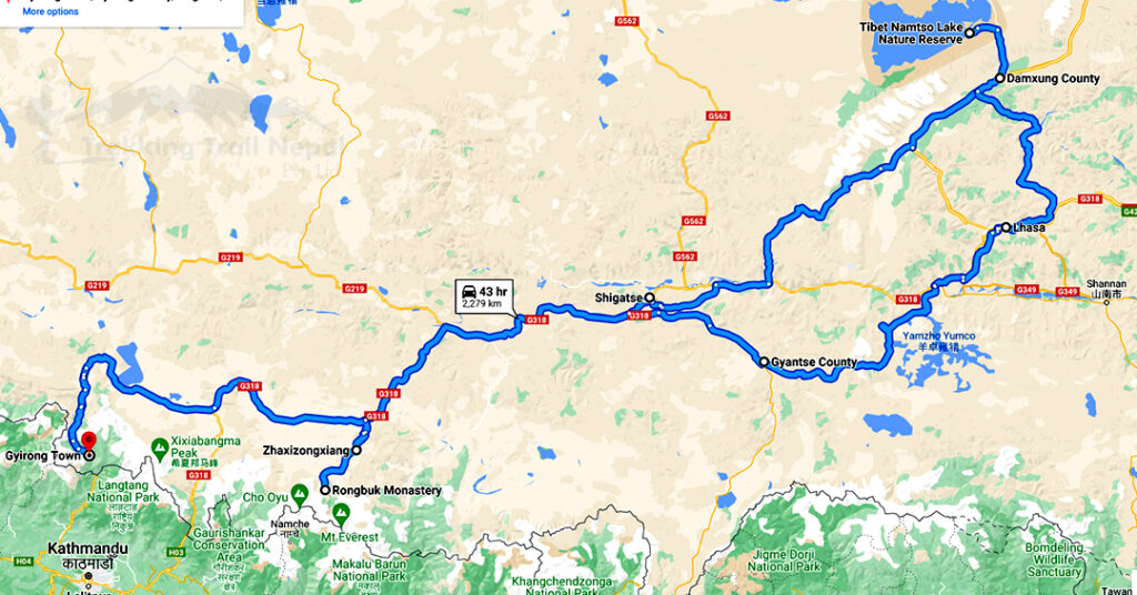 India Tibet Road Trip Map